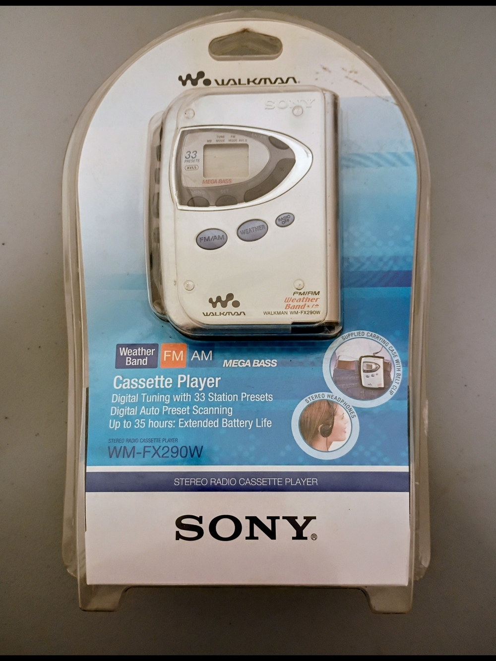 Sony White Walkman Portable Cassette Player with FM/AM Sealed In Original Box